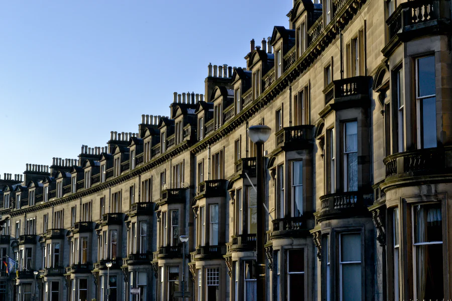 Row of homes in Scotland some owned by landlords